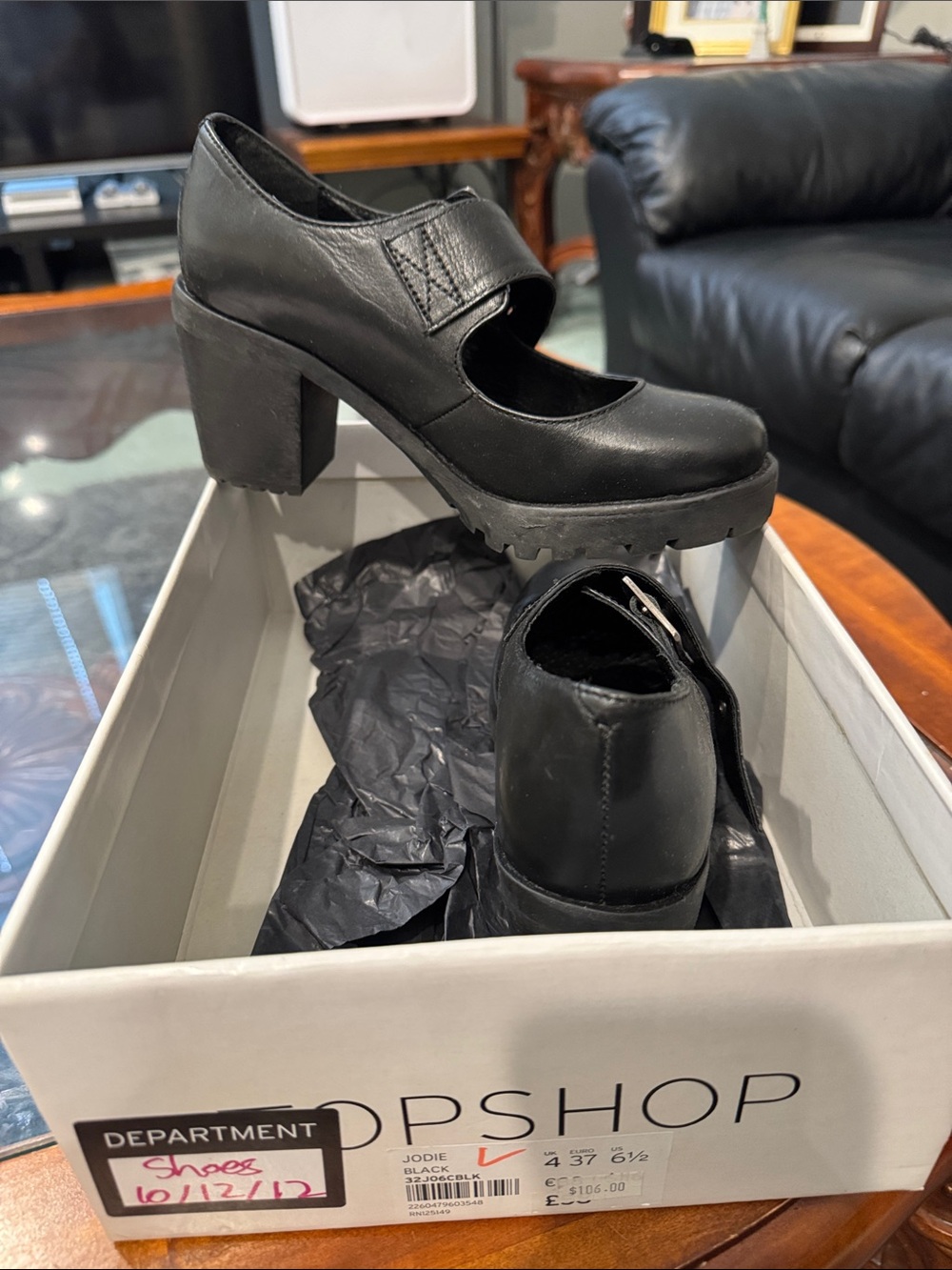 Topshop Black Mary Jane Chunky Block Heel Pumps